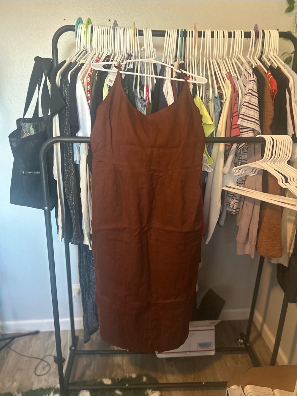 Quince Brown Slip Midi Dress